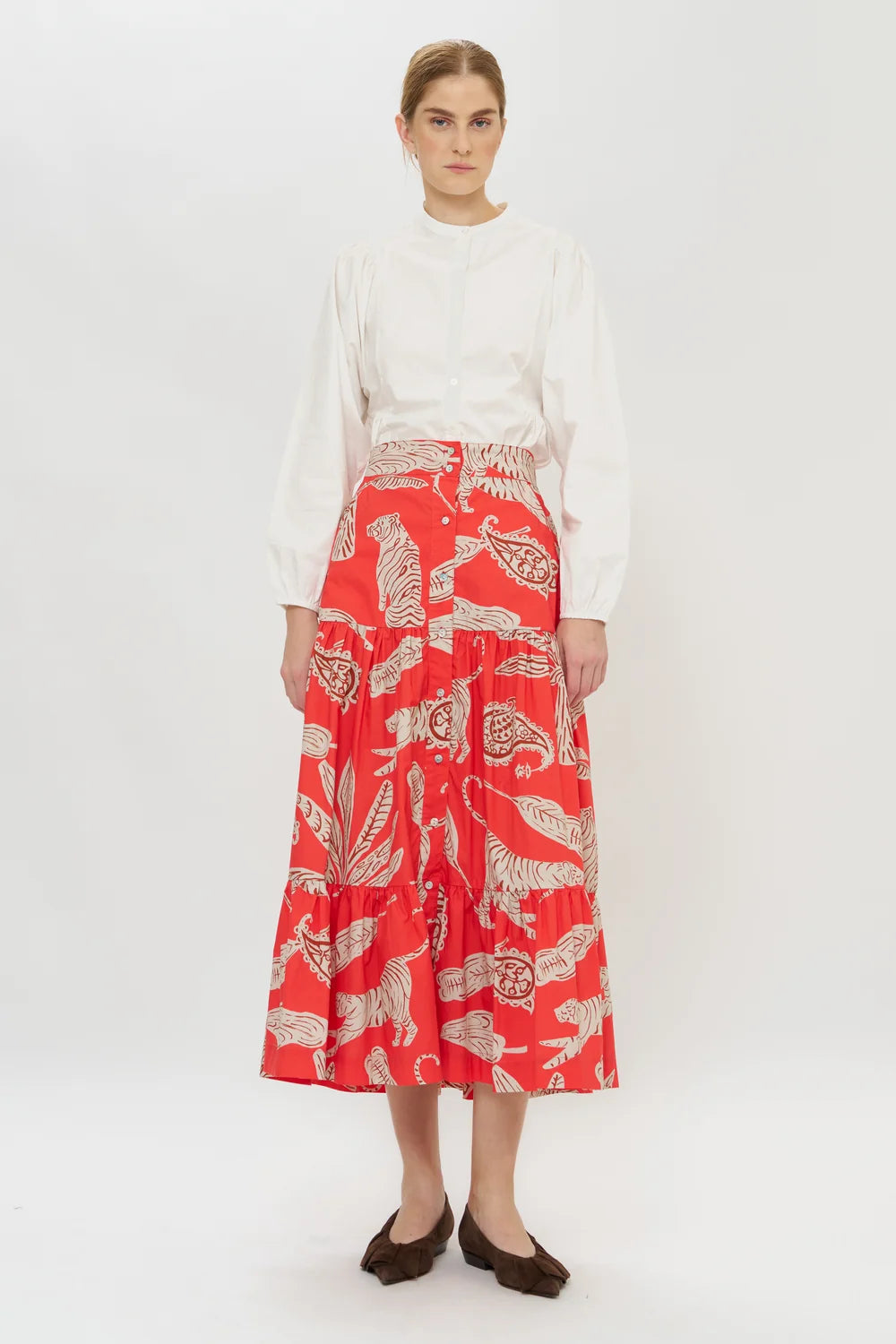 BUTTON FRONT SKIRT- BENGAL
