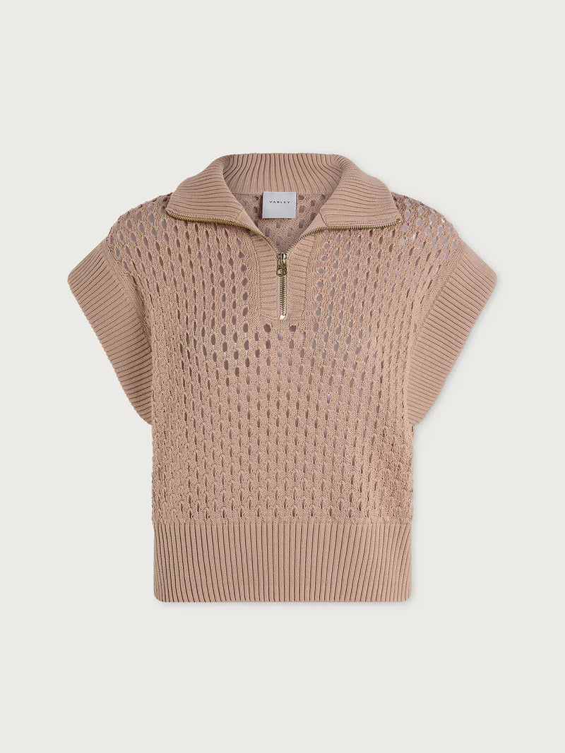 GAINES HALF ZIP KNIT - TAUPE