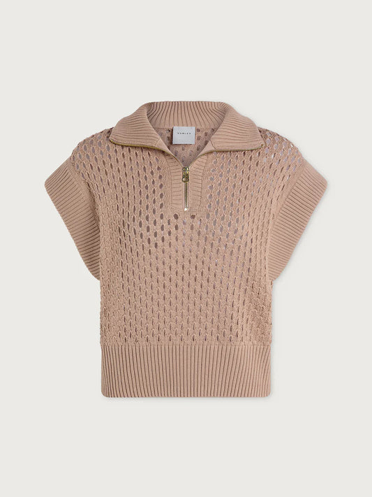 GAINES HALF ZIP KNIT - TAUPE