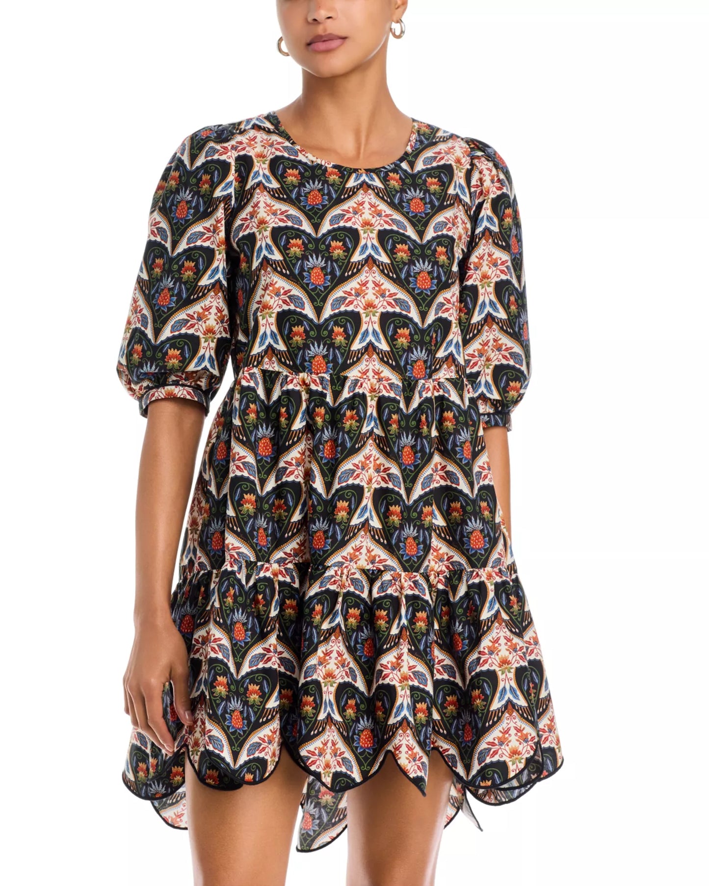 PORCELAIN BIRDS MINI DRESS - BLACK