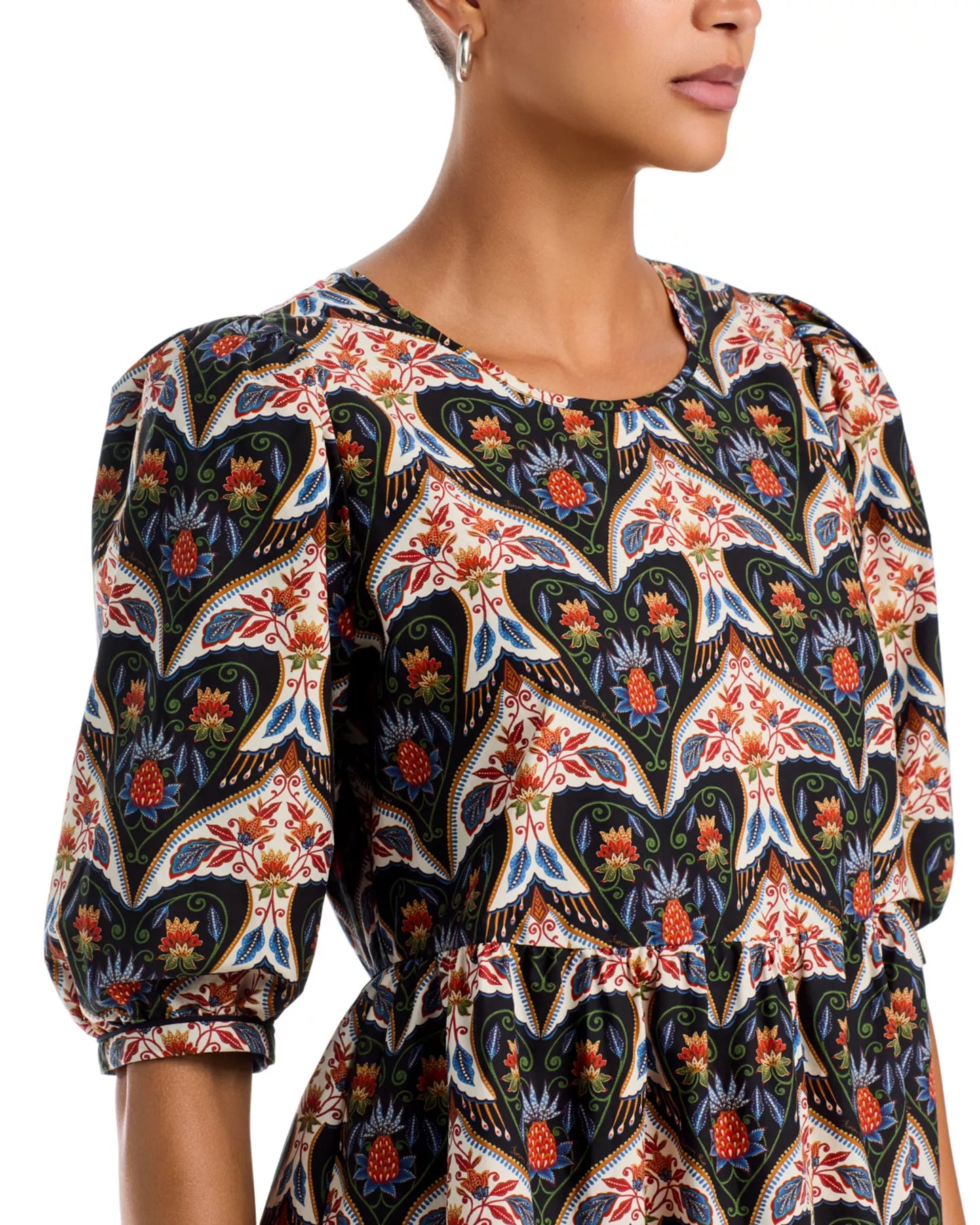 PORCELAIN BIRDS MINI DRESS - BLACK