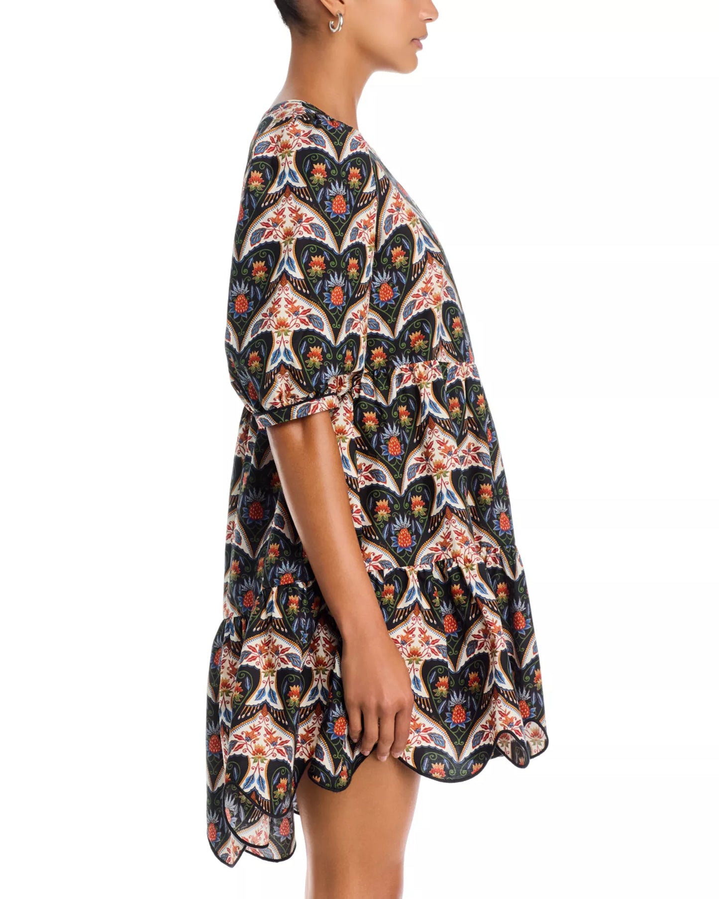 PORCELAIN BIRDS MINI DRESS - BLACK