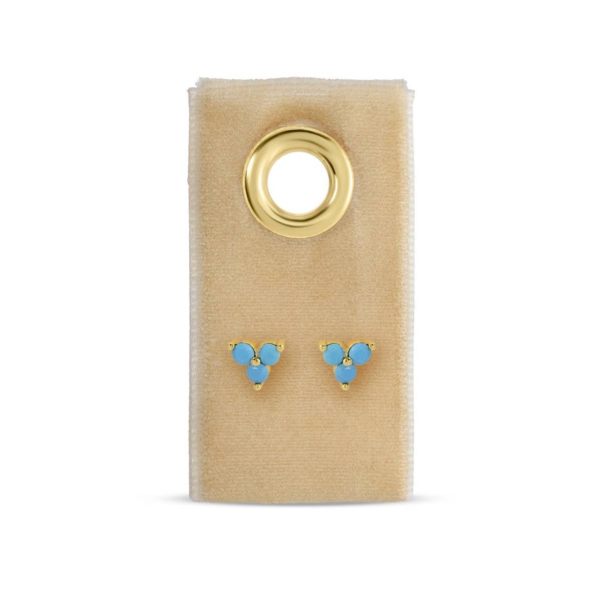 Light Blue Triple Cluster Studs on Velvet Tag