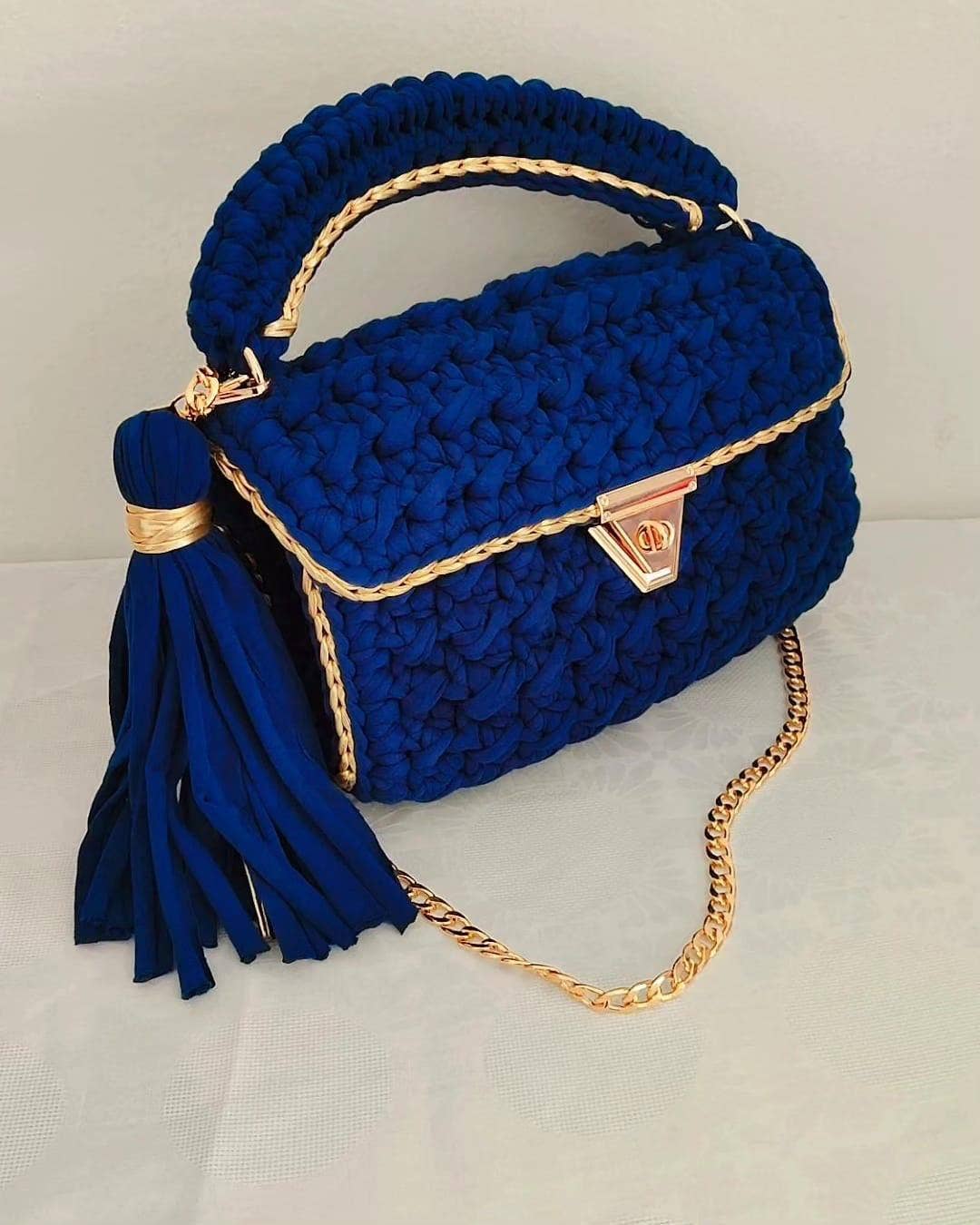 HANDMADE CROCHET BAG - ROYAL BLUE