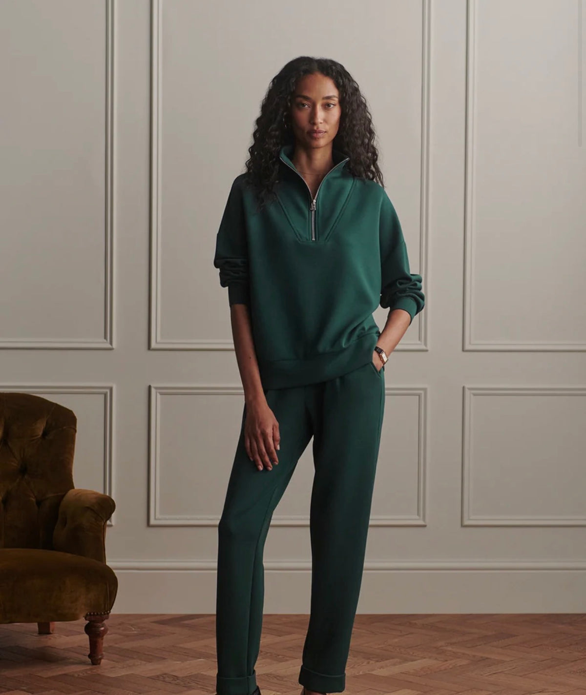 HAWLEY HALF ZIP SWEAT- PINE