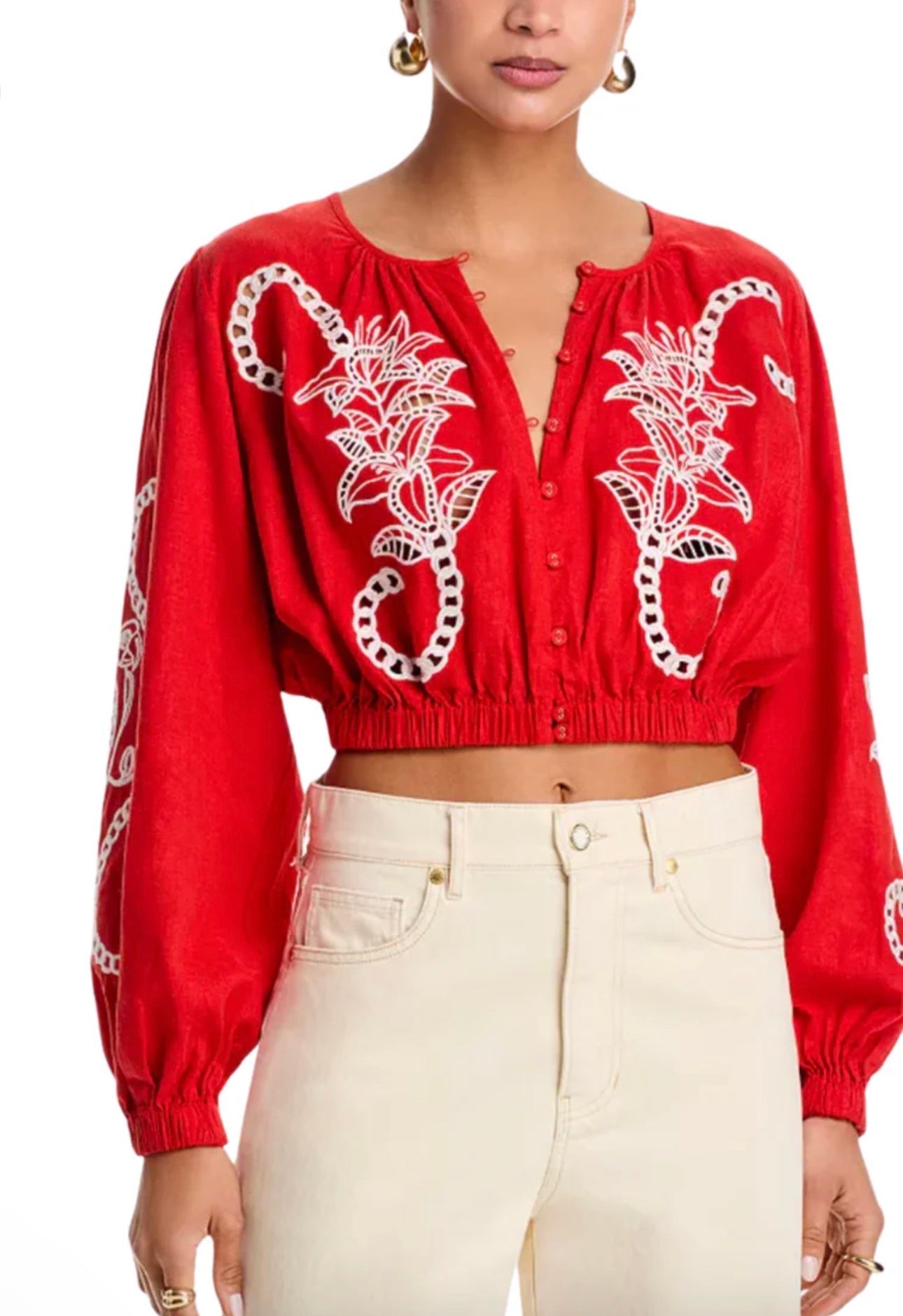 RICHELIEU LONG SLEEVE BLOUSE - RED