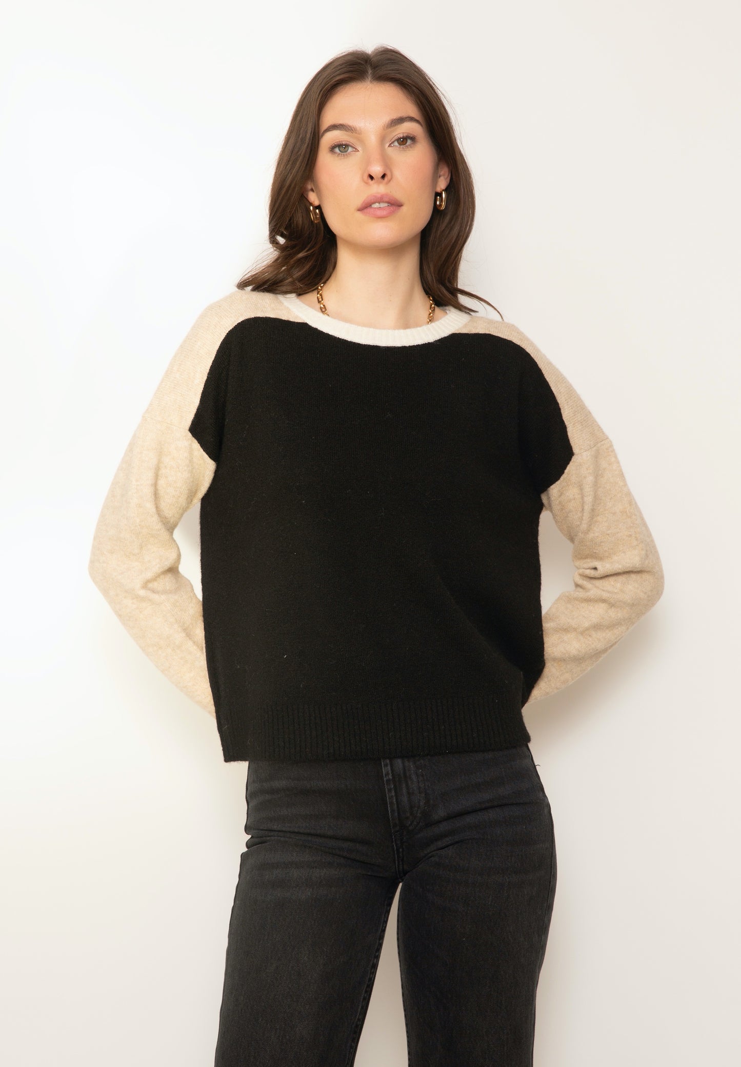 BLACK COMBO DEACON BLOCKED CREWNECK