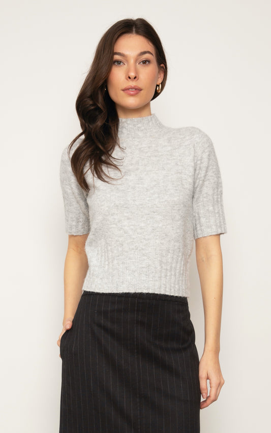 OATMEAL COMBO MILLIE QUARTER SLEEVE TURTLENECK