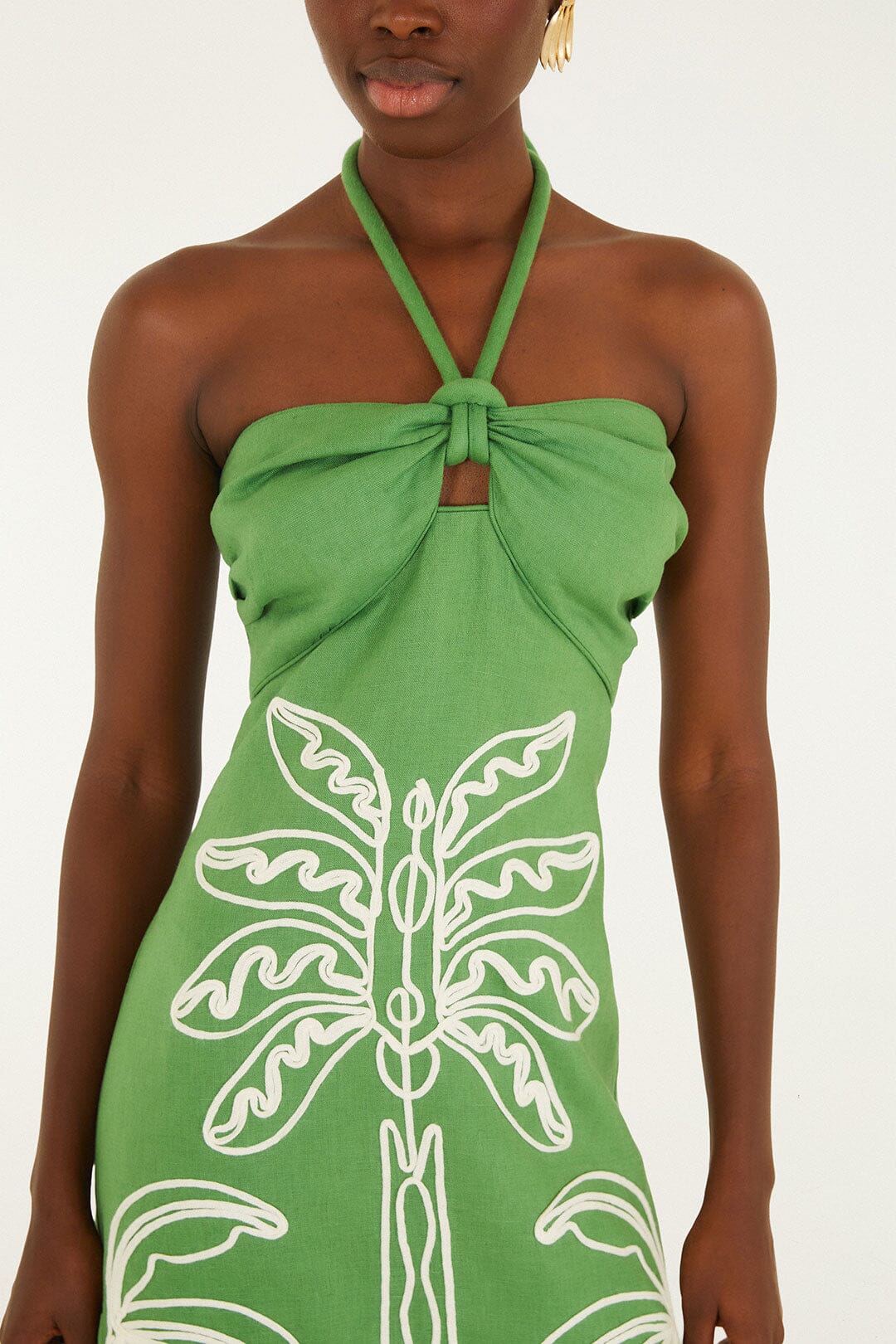 GREEN PALM TREE MIDI DRESS