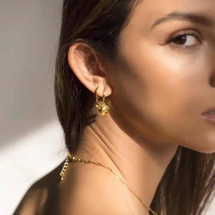 SUPER MINI FORTUNE COOKIE EARRINGS - GOLD