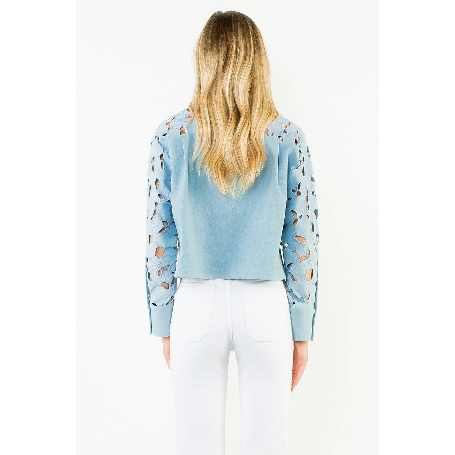 Eyelet Detail Long Sleeve Top