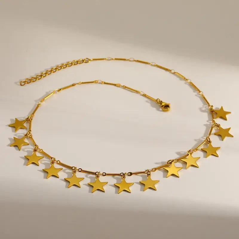 18K Gold Star & Moon Multi-Charm Necklace