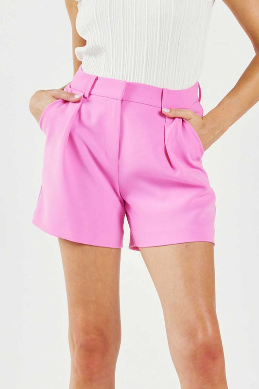 PINTUCKED SHORTS - PINK
