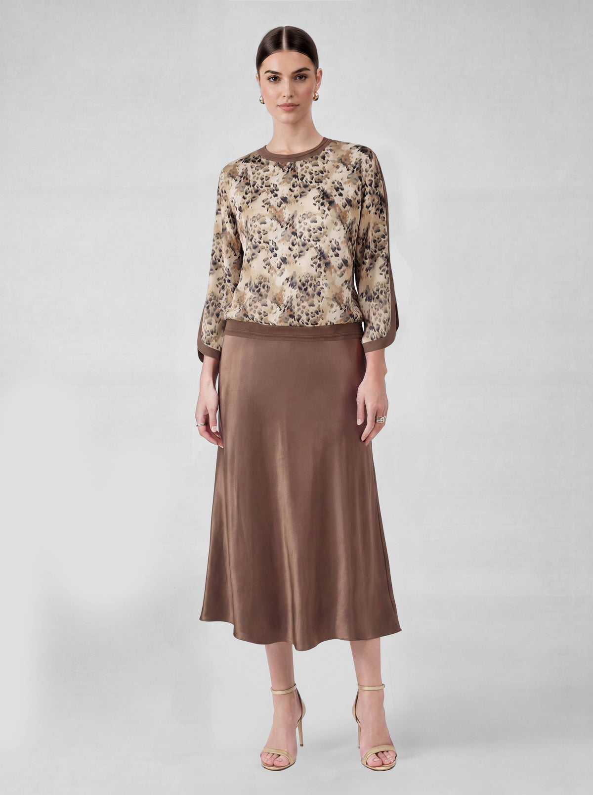 Leopard Print Mixed Media Top