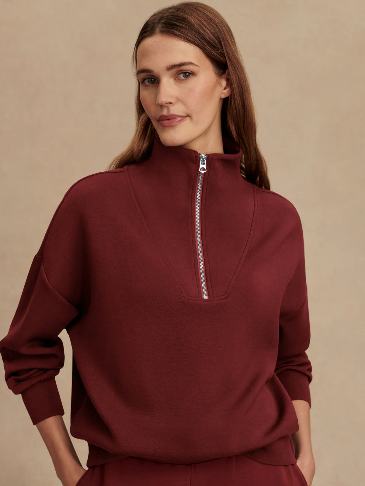 HAWLEY HALF ZIP SWEATSHIRT - NEW MAROON