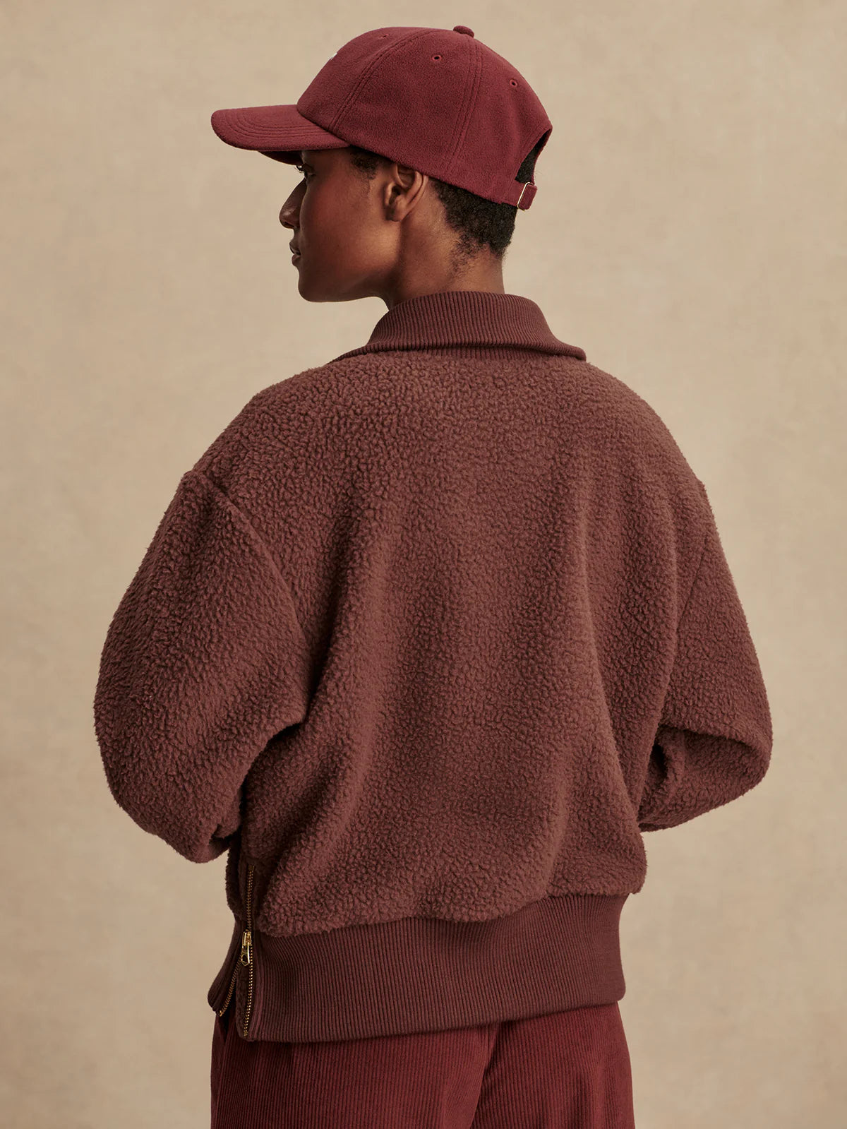 ROSELLE HALF ZIP FLEECE - DEEP MAHAGONY