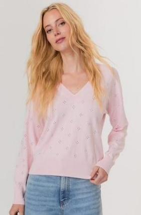 POINTELLE COTTON VNECK