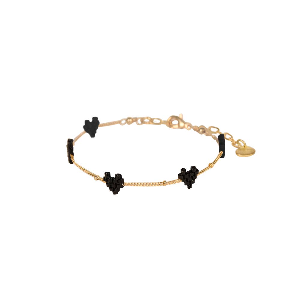 Heartsy Chain Black Bracelet