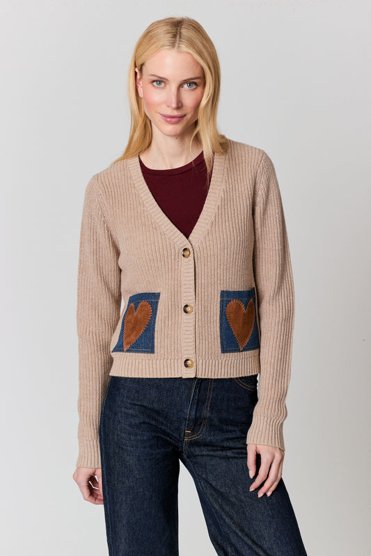 HEART PATCH POCKET CARDI