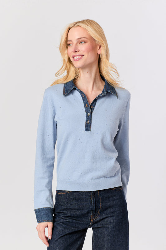 BLUE TWOFER SWEATER
