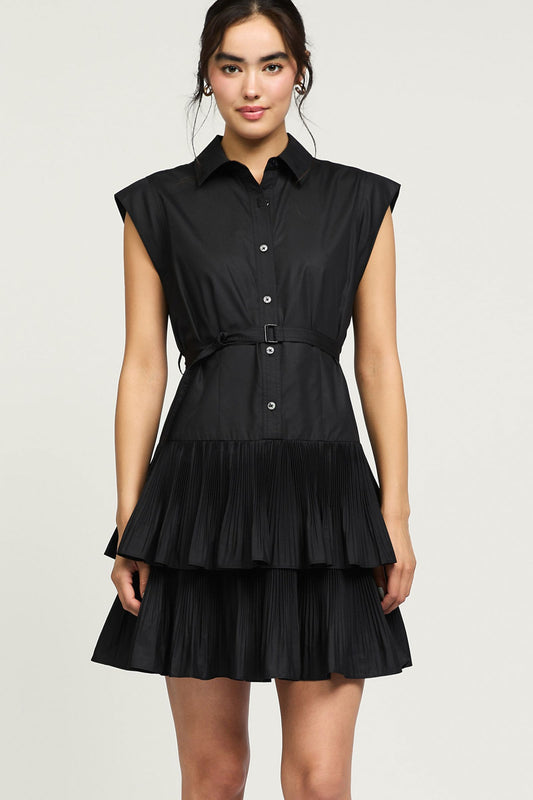 TIERED MINI DRESS - BLACK