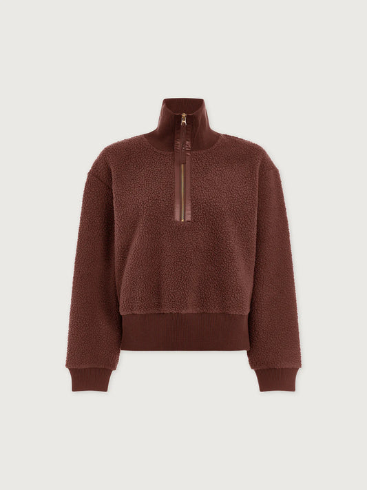 ROSELLE HALF ZIP FLEECE - DEEP MAHAGONY