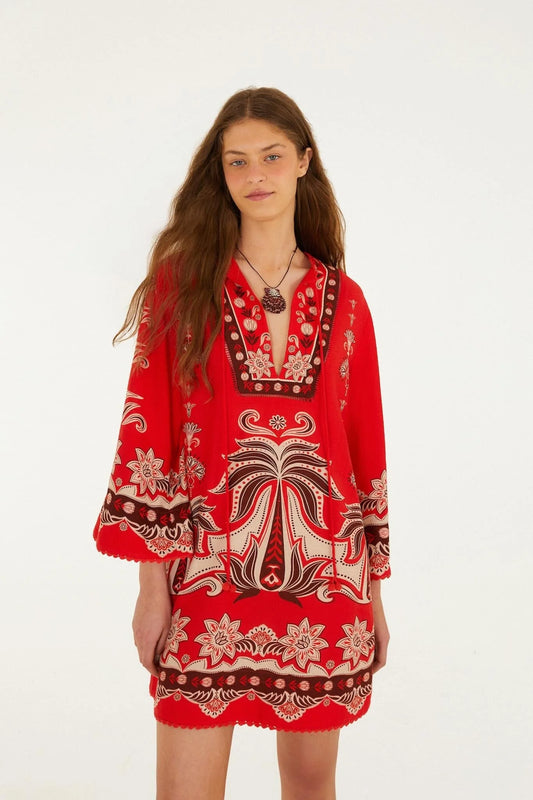 AINIKA GARDEN RED MINI DRESS