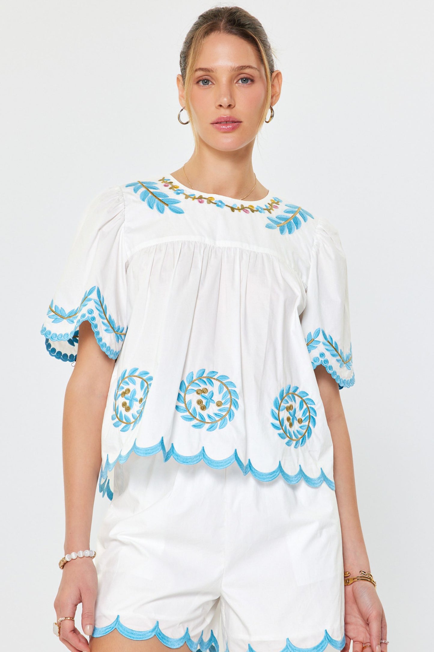 Embroidered Peasant  Blouse