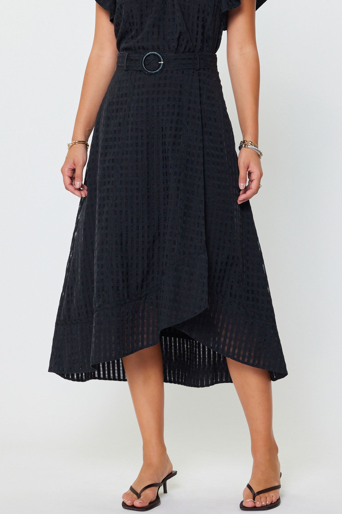 BELTED SKIRT - BLACK