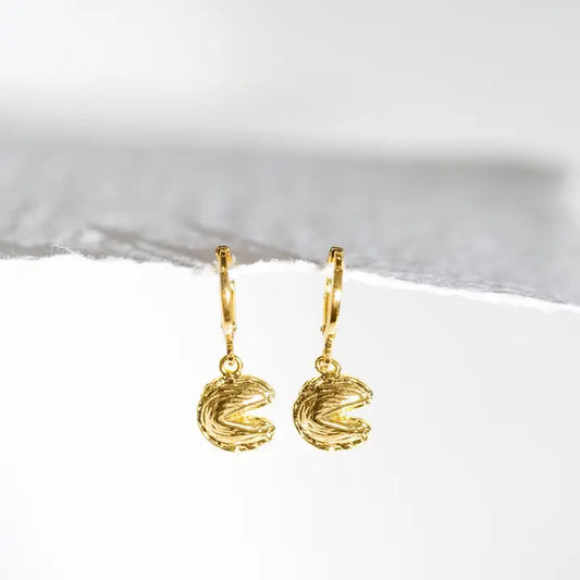 SUPER MINI FORTUNE COOKIE EARRINGS - GOLD