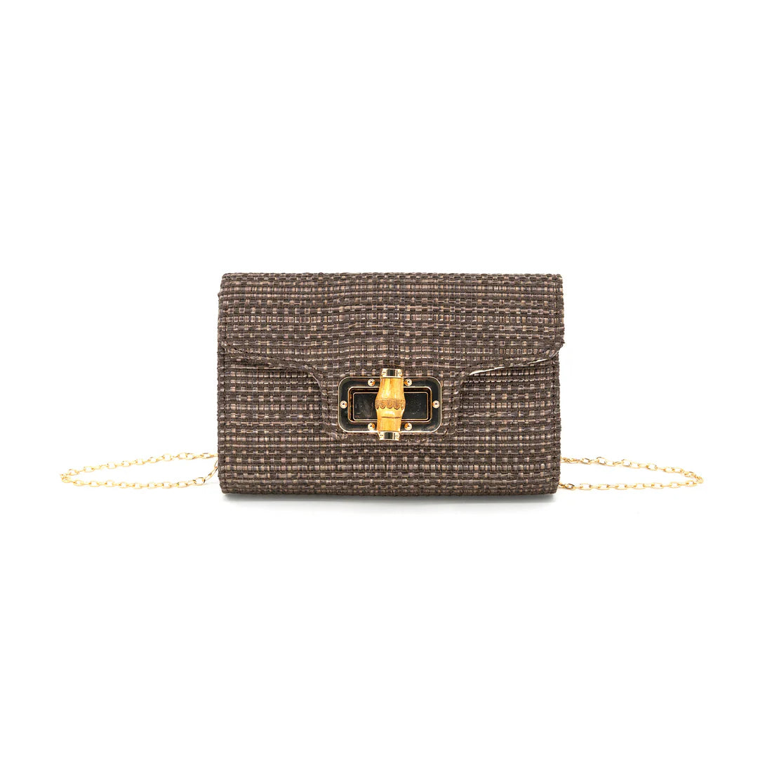 RAFFIA CLUTCH - CHOCOLATE