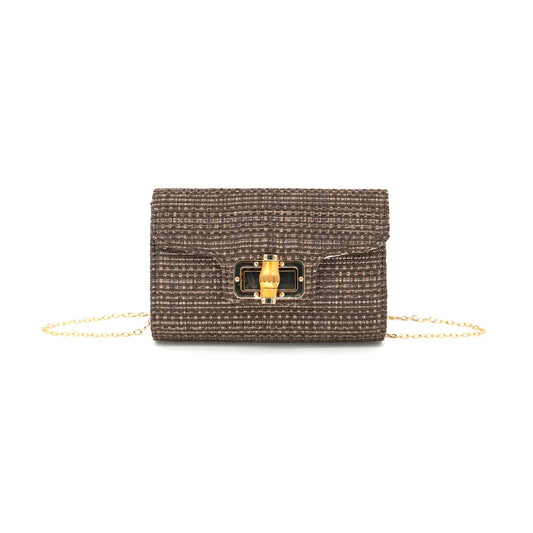 RAFFIA CLUTCH - CHOCOLATE