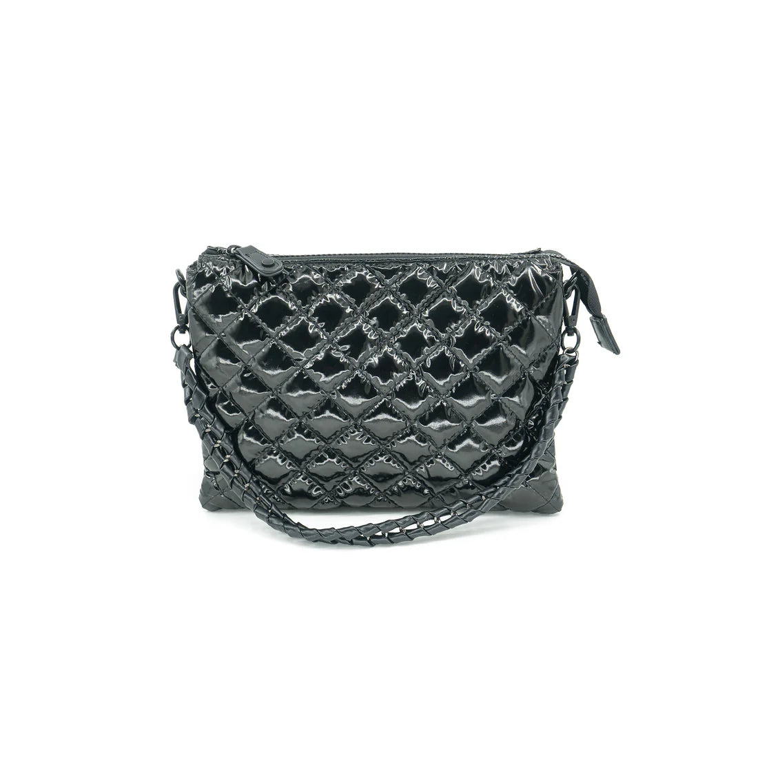 QUILTED PATENT SHOULDER BAG