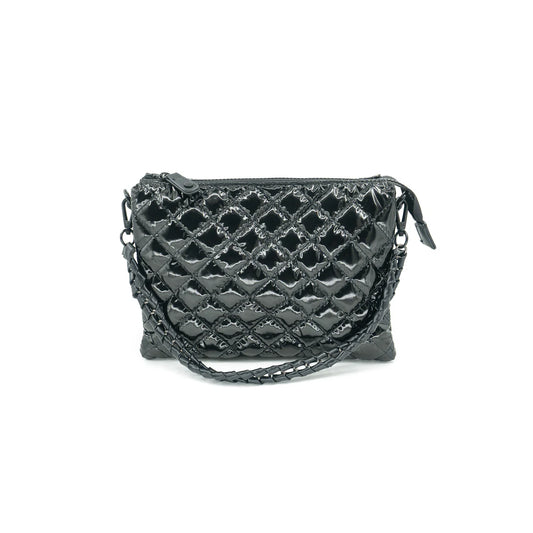QUILTED PATENT SHOULDER BAG