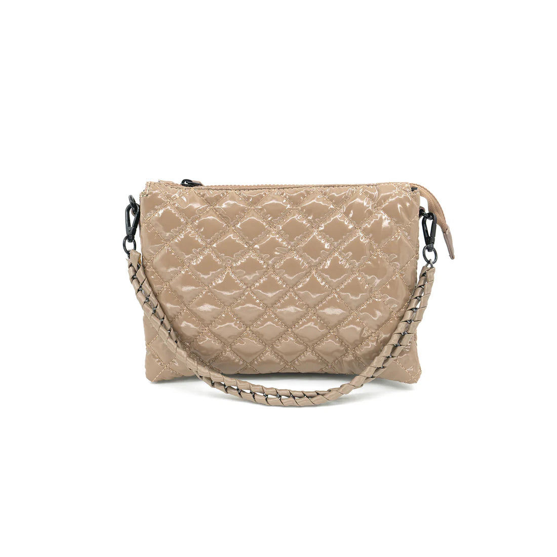 QUILTED PATENT SHOULDER BAG