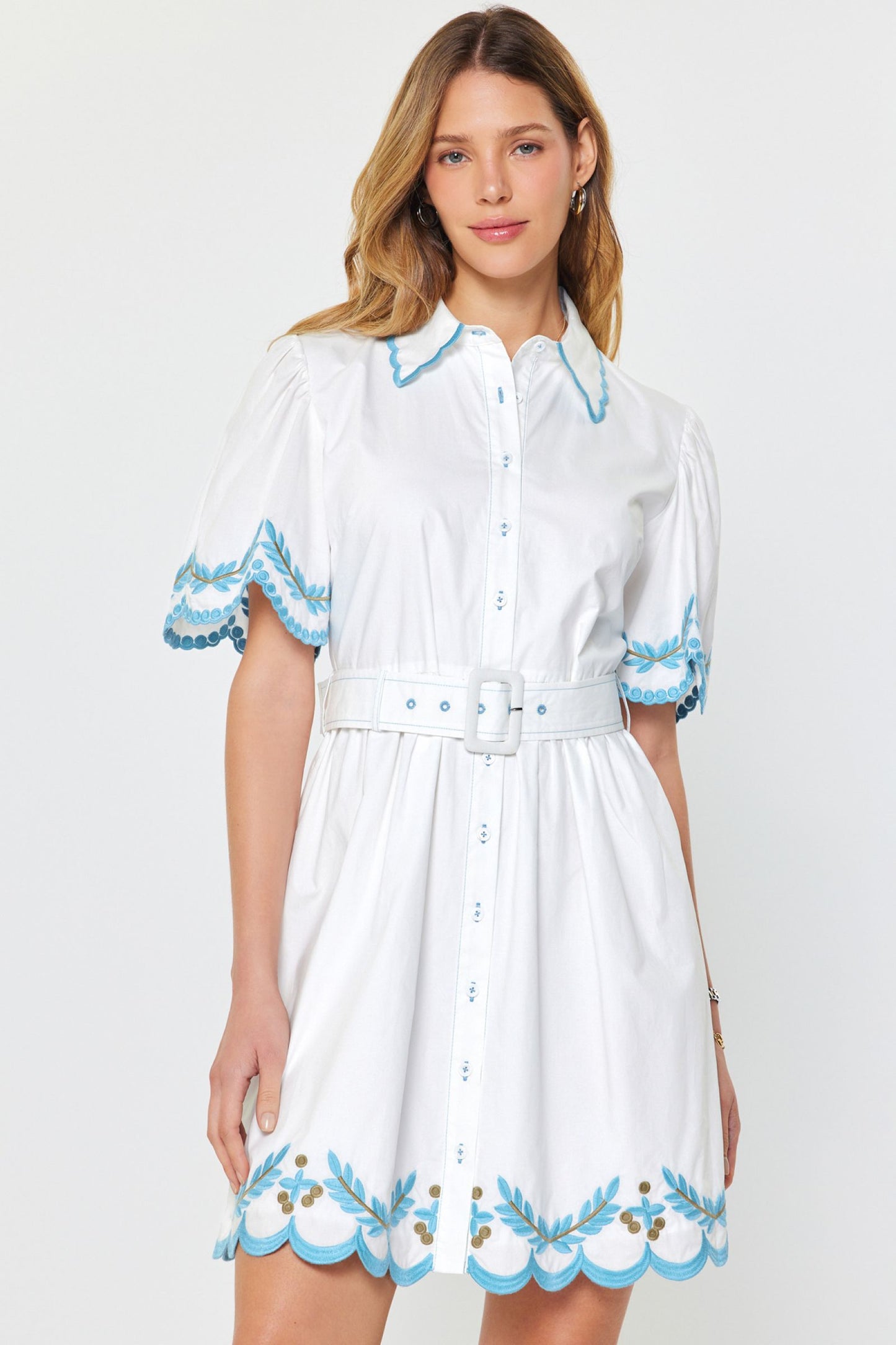 SCALLOPED EDGE SHIRT DRESS