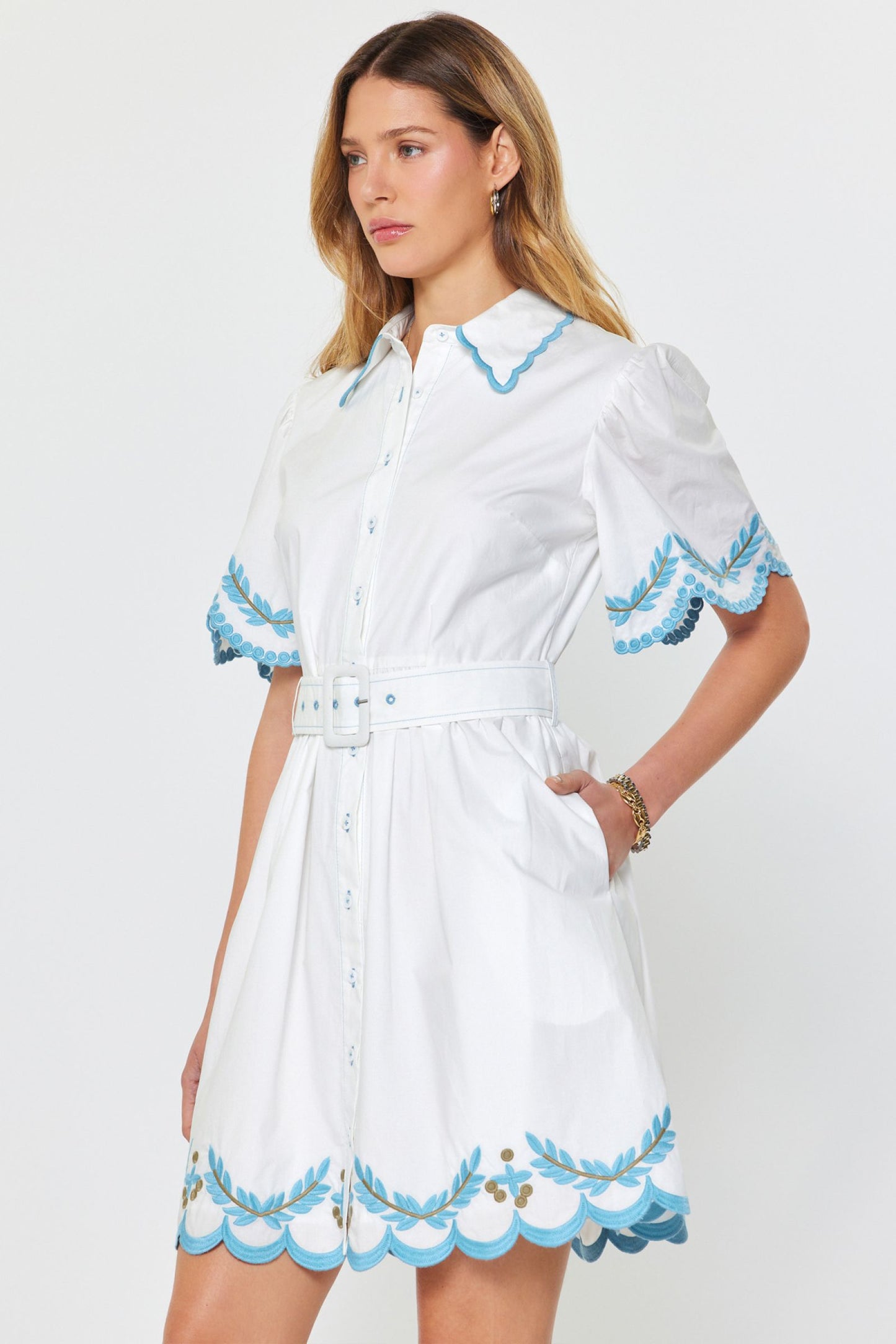 SCALLOPED EDGE SHIRT DRESS