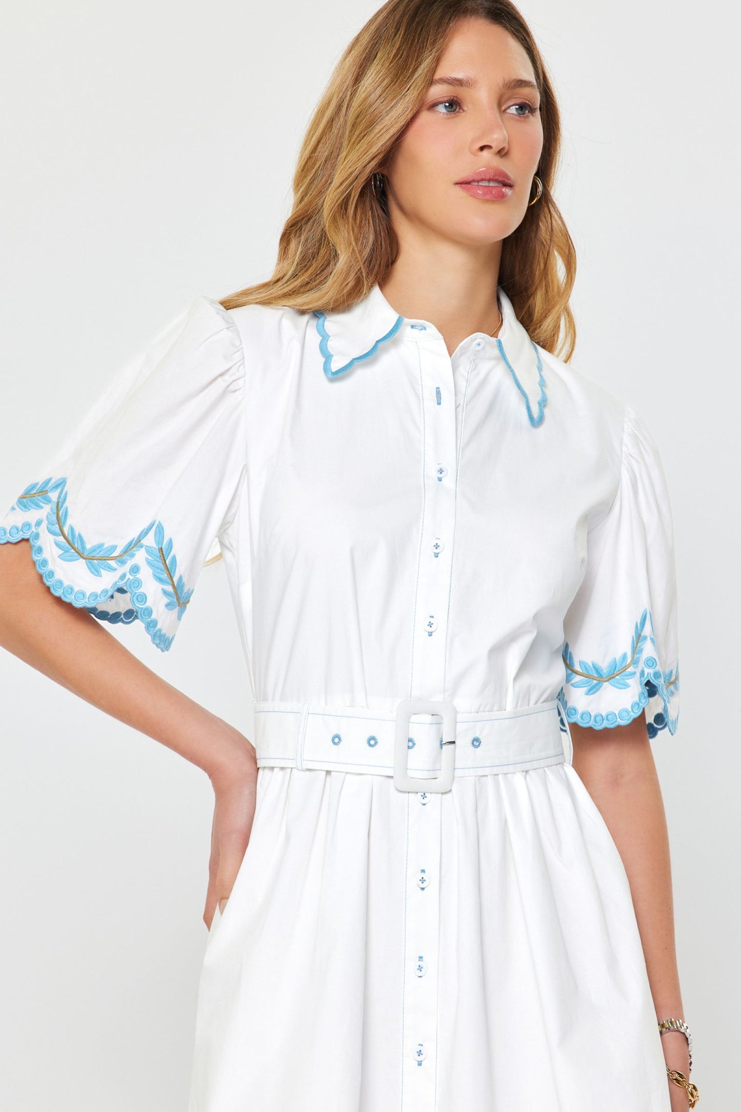 SCALLOPED EDGE SHIRT DRESS