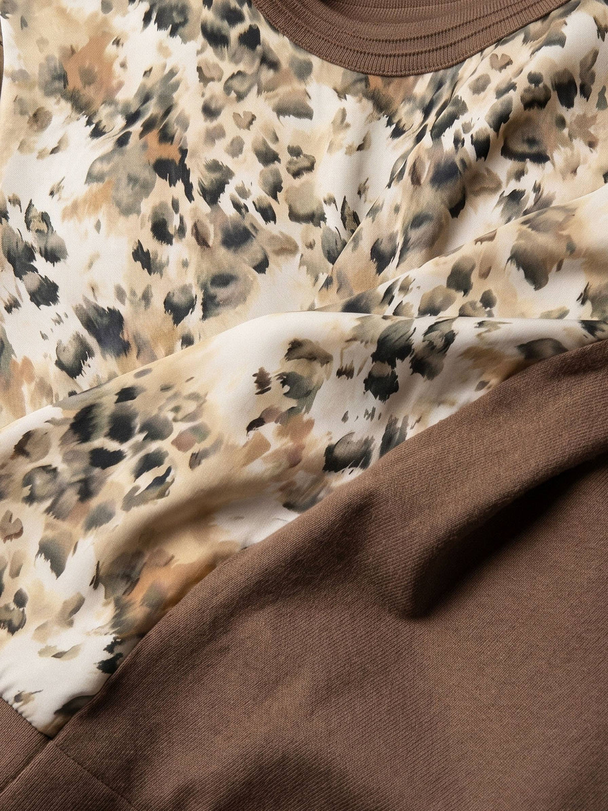 Leopard Print Mixed Media Top