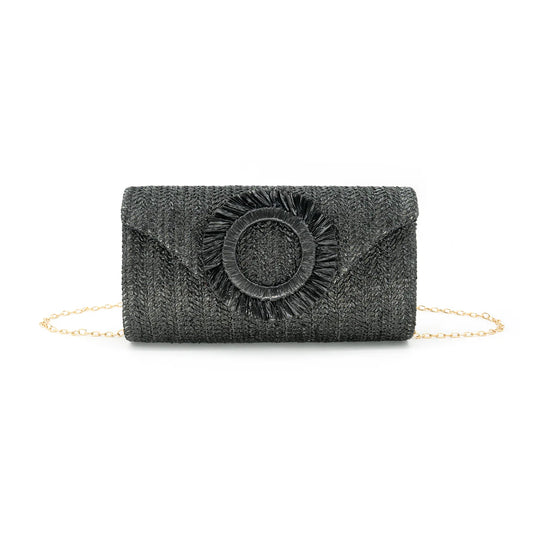 RAFFIA BLACK CLUTCH