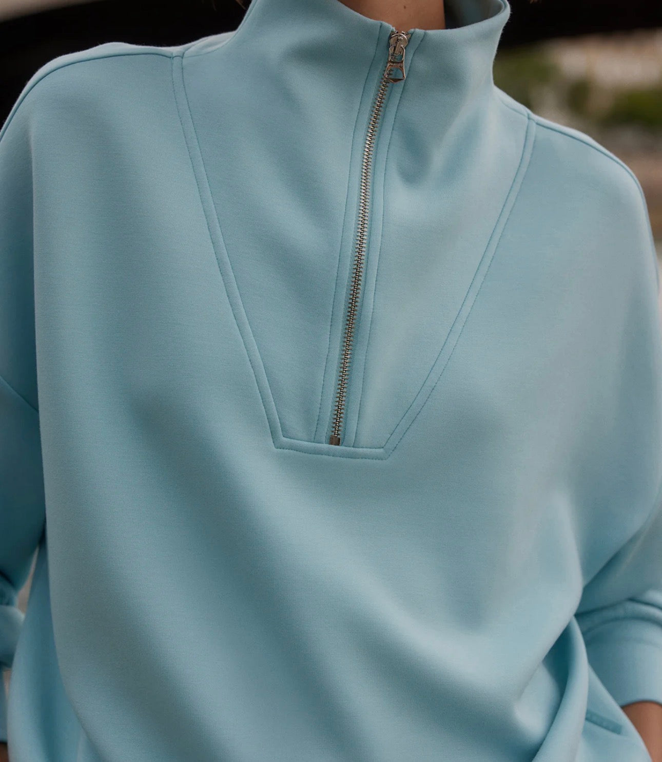 HAWLEY HALF ZIP KNIT - PORCELIN BLUE