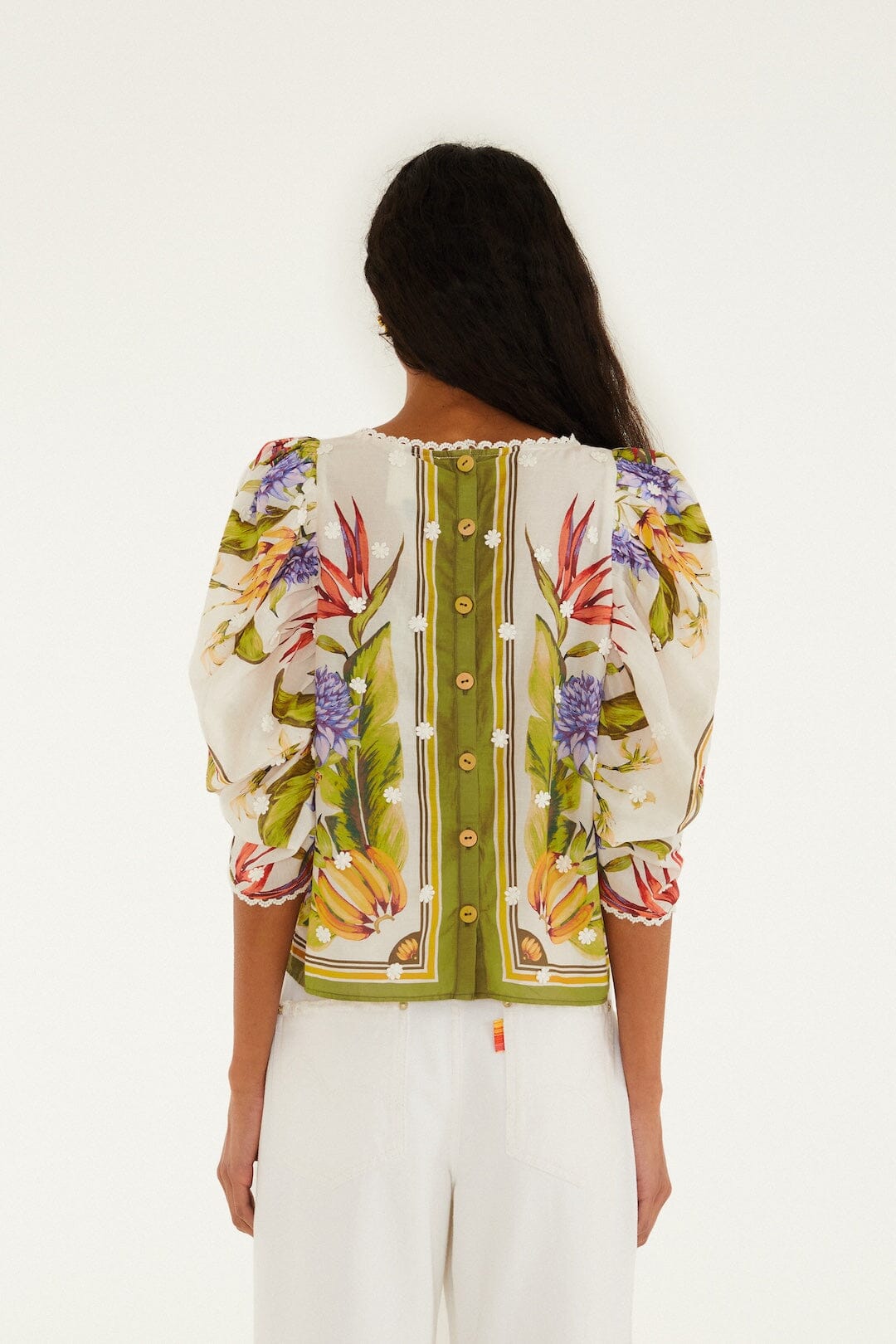 TROPICAL SCARF SAND GREEN BLOUSE