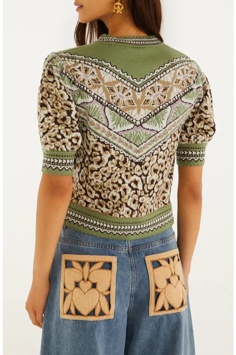 LEOPARD KNIT SHORT SLEEVE