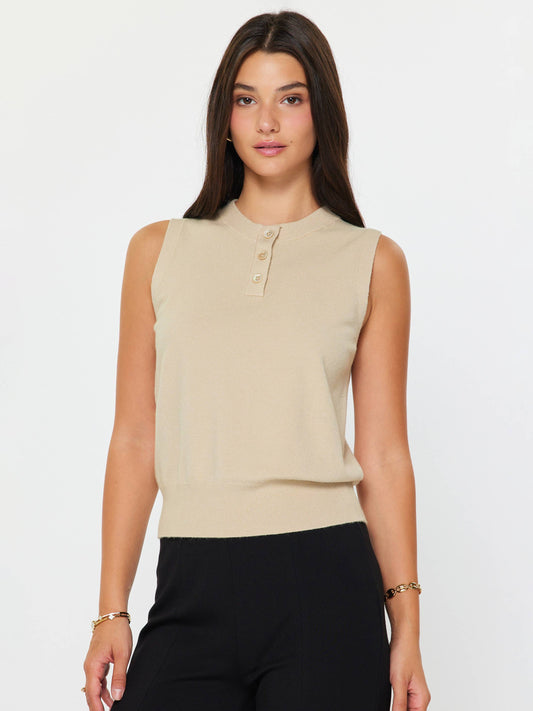 Sleeveless Henley Knit Vest