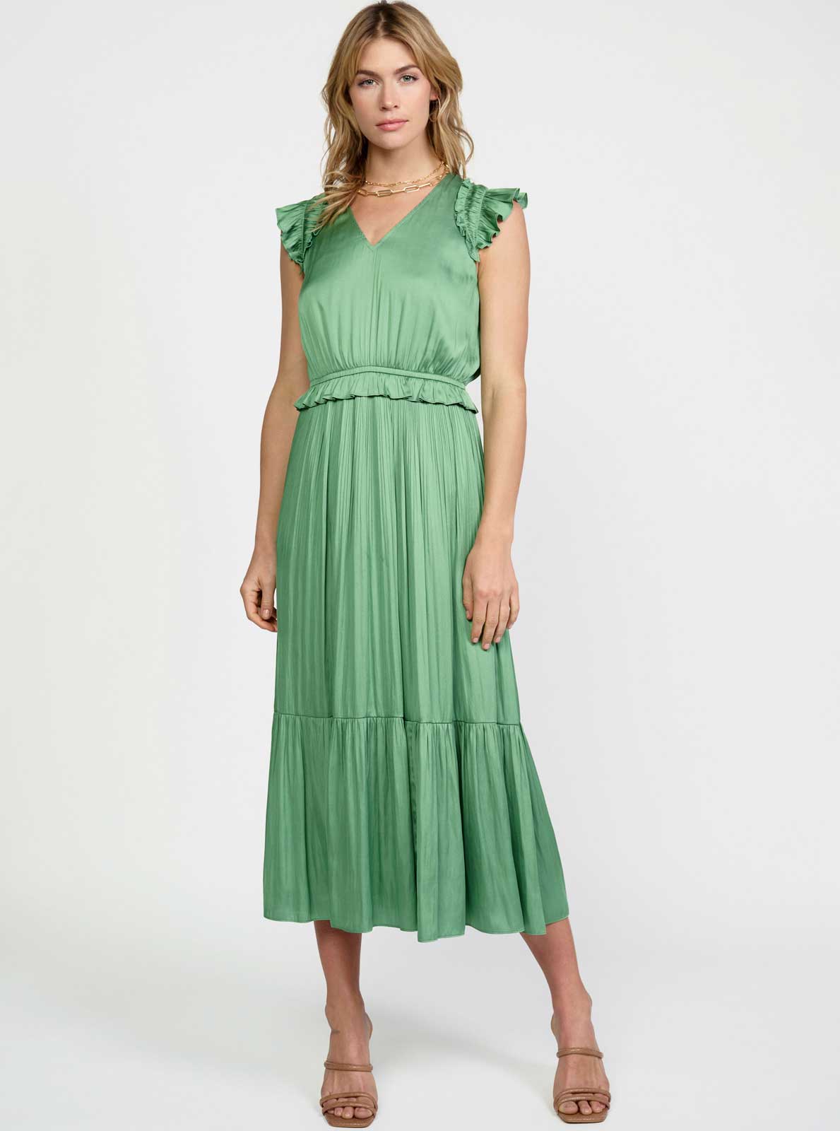 Ruffle Flutter Sleeve Midi Dress