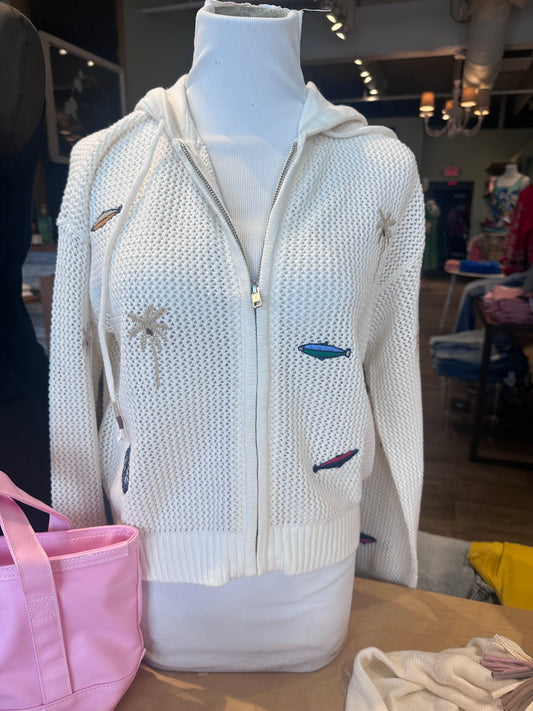 EDEN PALM TREE MESH CARDIGAN