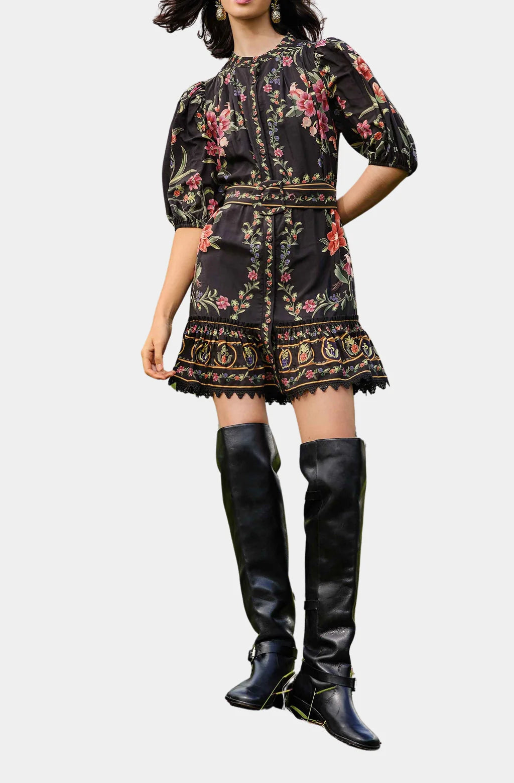 BELLE GARDEN BLACK MINI DRESS