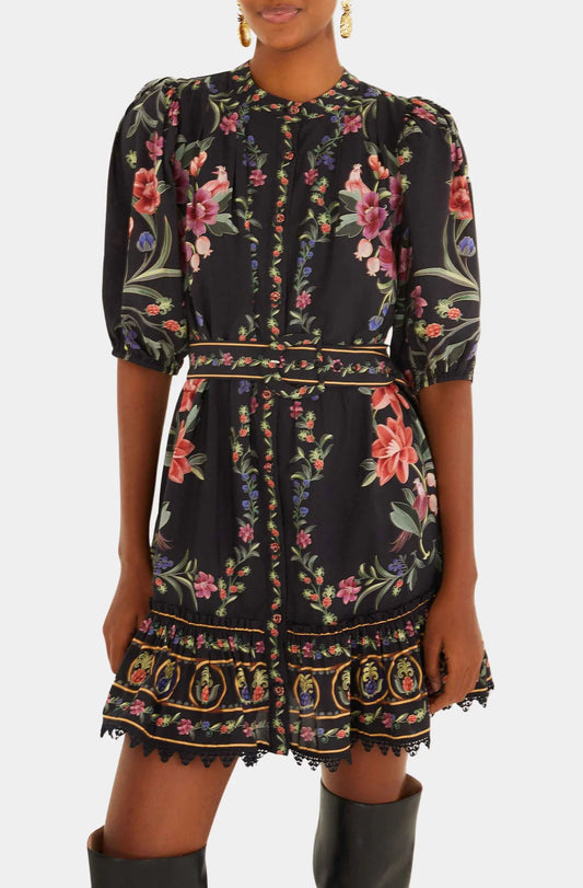 BELLE GARDEN BLACK MINI DRESS