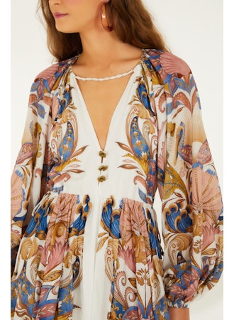 SEA GARDEN OFF WHITE MINI BUBBLE DRESS