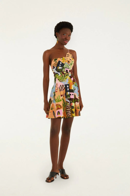 TROPICAL PAINTING MINI DRESS